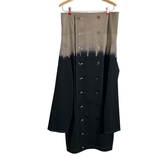 Y'S BY YOHJI YAMAMOTO Y2K Funnel Neck Wool Double-Breasted Dip-Dyed Long Jacket - Picture 8 of 16